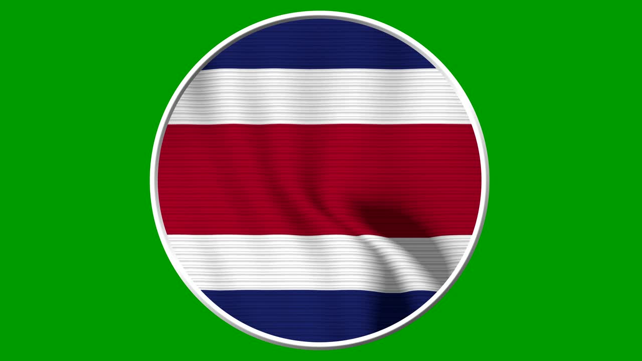 Costa Rica Circular Flag Loop - Realistic 4K flag waving in the wind