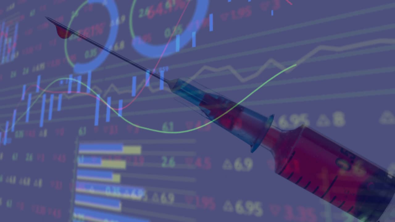 주사기 위의 데이터 처리의 애니메이션