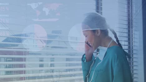animación del procesamiento de datos sobre una doctora biracial