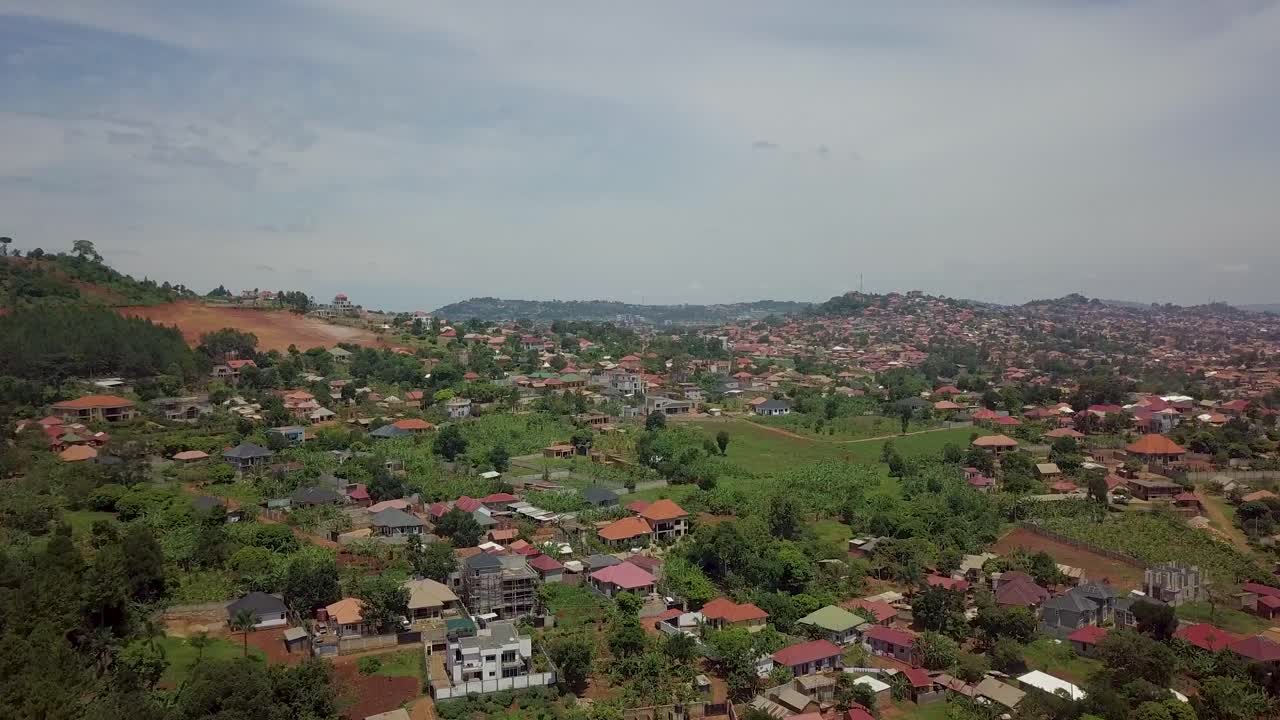 Residences In Mutungo Suburban Of Kampala, Uganda, East Africa. Aerial Drone Shot