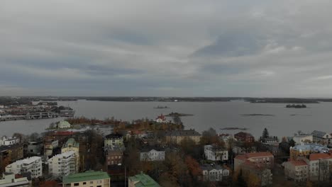 drone shot of a suburb in helsinki, finland