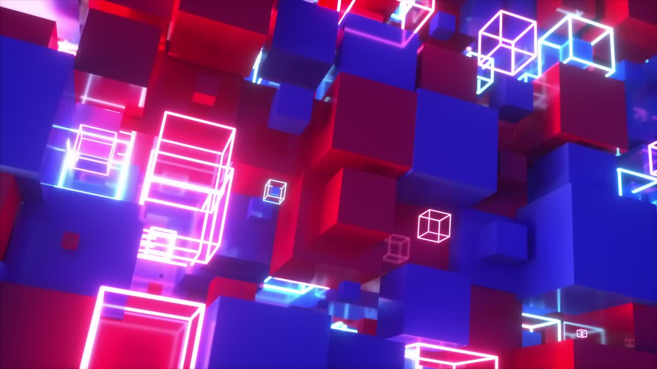 fondo de cubos de neón abstractos