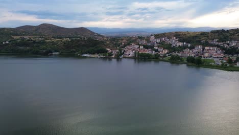 greece, kastoria lake and cityscape in the glorious light of day: an aerial adventure