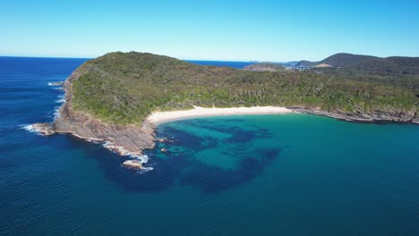 Boat-Beach---Seal-Rocks---Mid-North-Coast---New-South-Wales--NSW---Australia---Pull-Away---Aerial-Shot