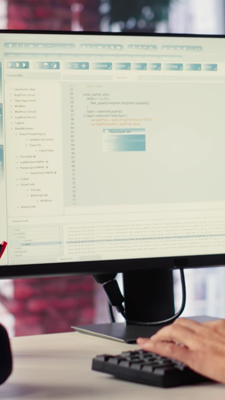 Vertical Video Freelancer typing commands into a futuristic AI chatbot to help solve tasks