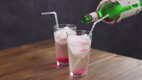 chilean terremoto drink typical summer cocktail of chile glasses with icecream, pipeño wine and granadina