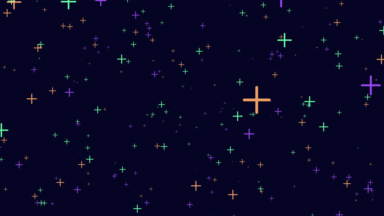 검은 바탕에 다채로운 별 십자가 패턴