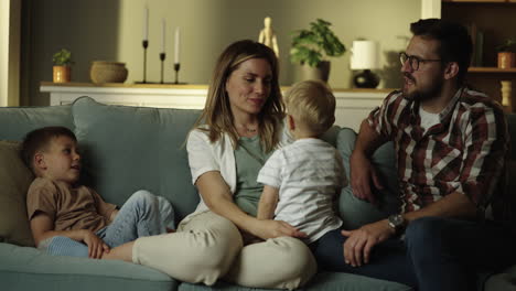 Family relaxing on the couch