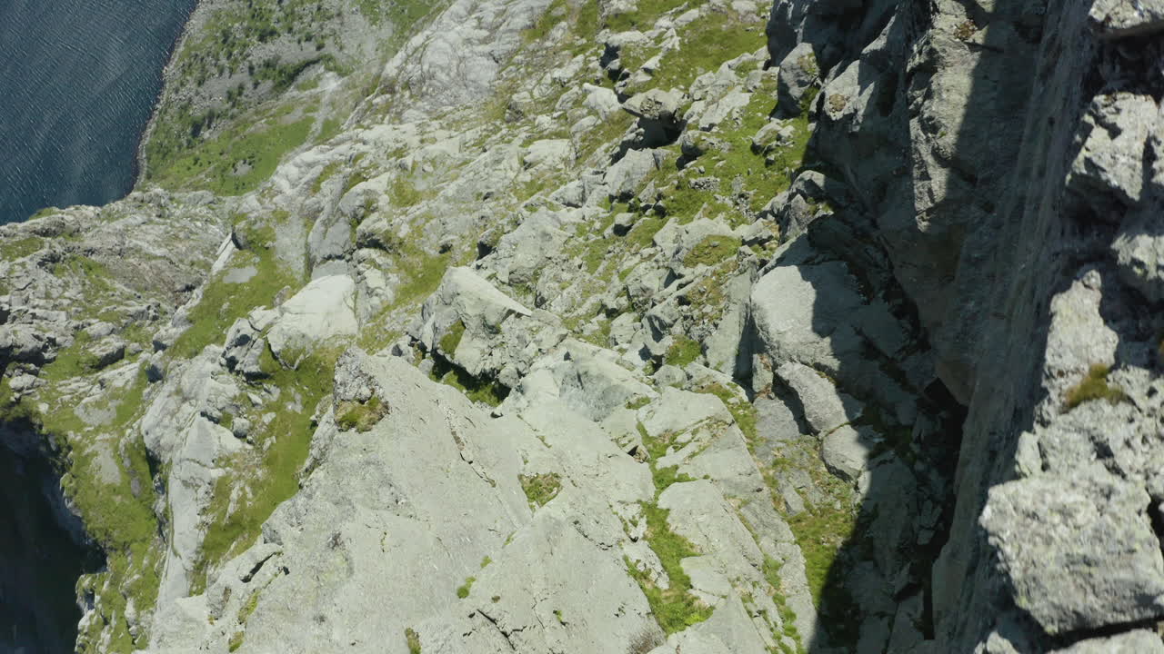 aerial footage of Hornhelen in Norway. This is an 860-meter tall cliff straight up from the fjords bellow