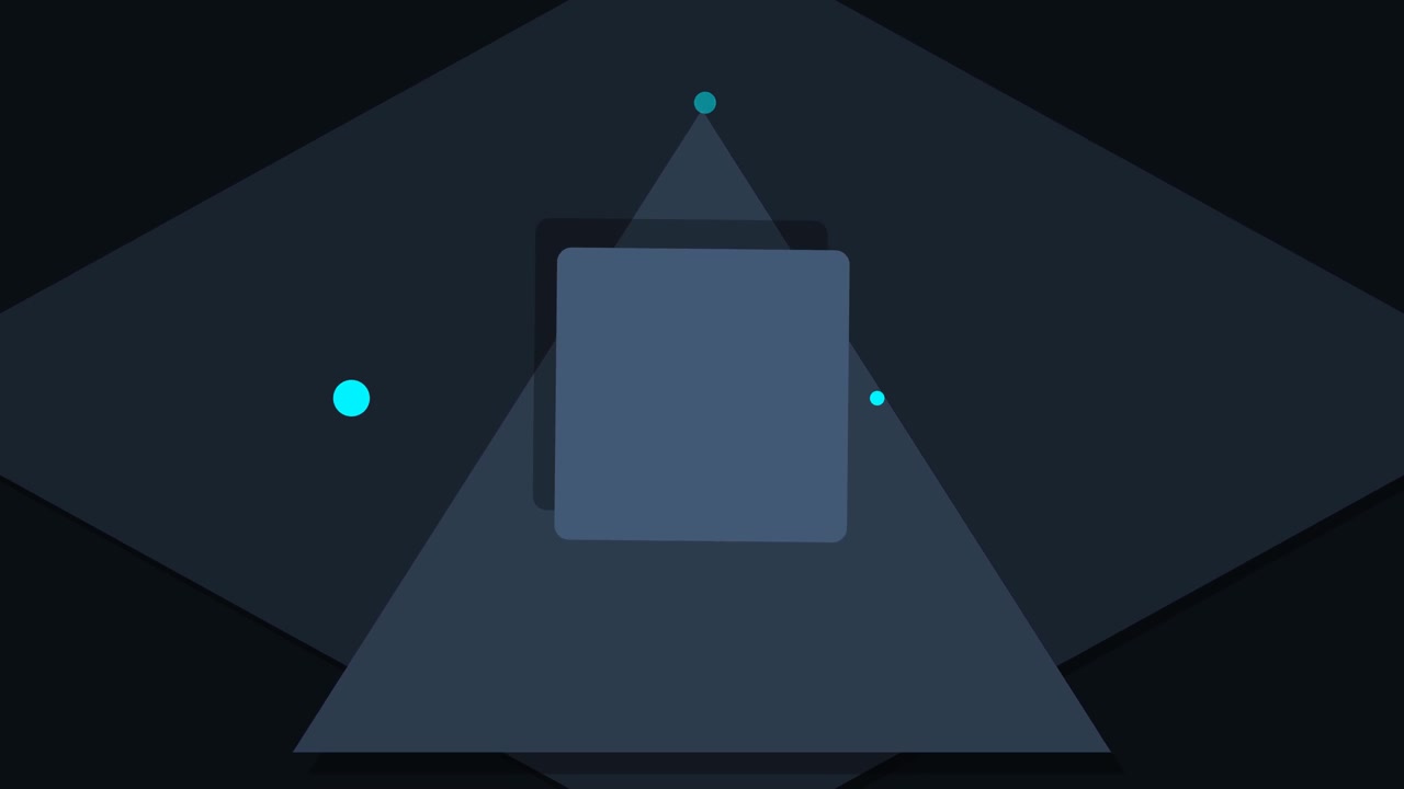 Abstract Motion Graphics Featuring Rotating Square and Floating Particles