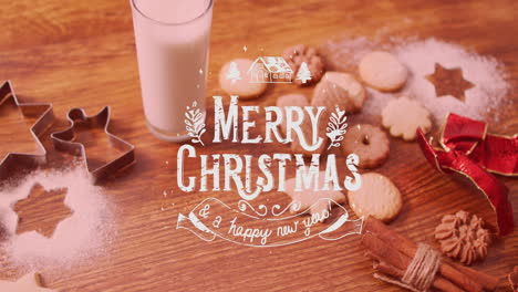 animación del texto de feliz navidad sobre las galletas