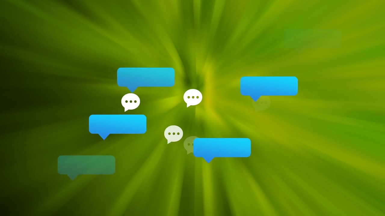 animación de iconos de redes sociales en fondo verde