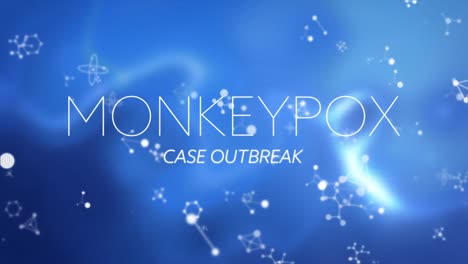 animation of monkeypox text over molecules on blue background