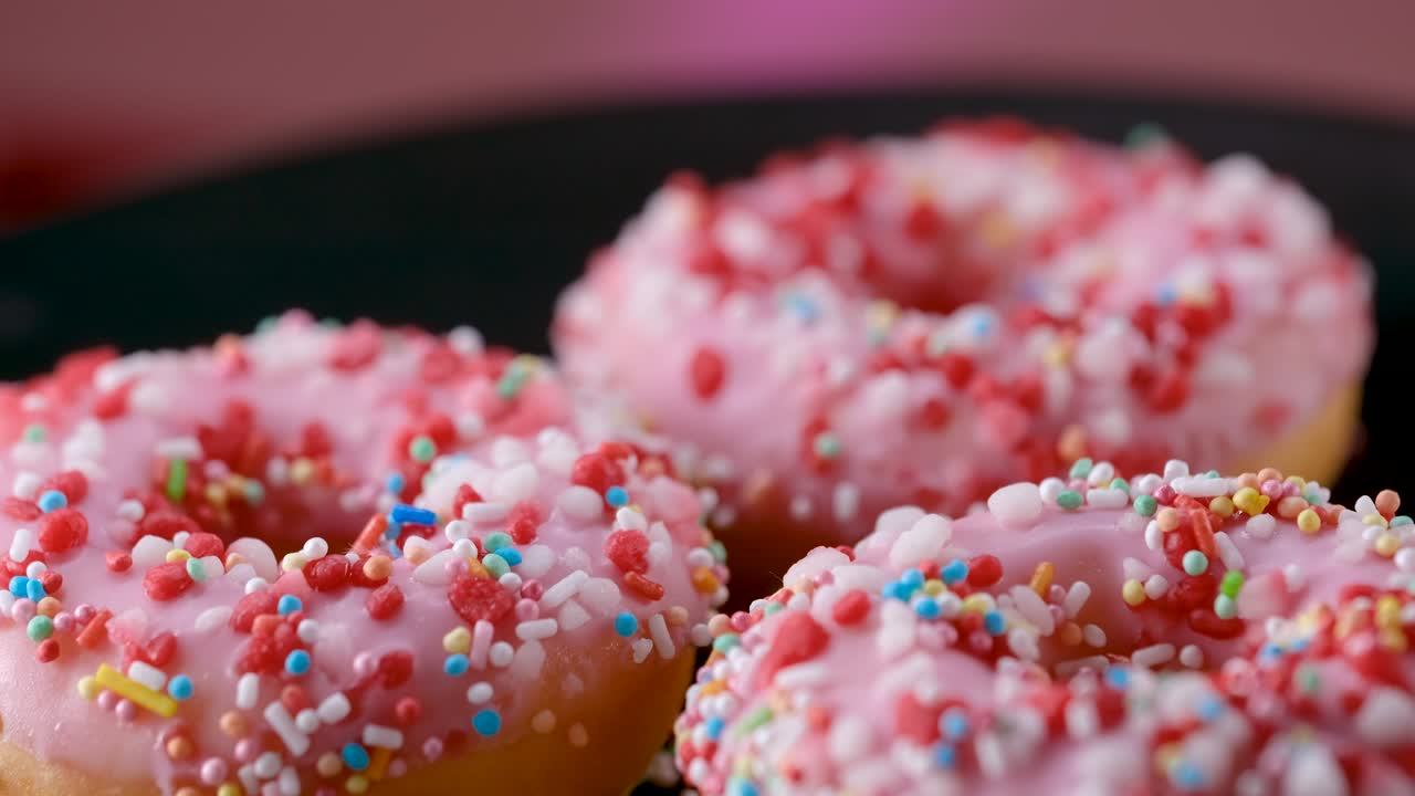 красочные розовые пончики - скользящий выстрел