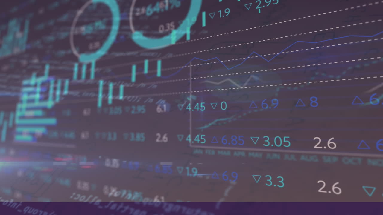 animación de números con procesamiento de datos financieros