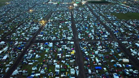 drone shot over tents and cars during the nova rock festival in pannonia fields ii, nickelsdorf, austria