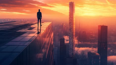 sunrise over a futuristic metropolis