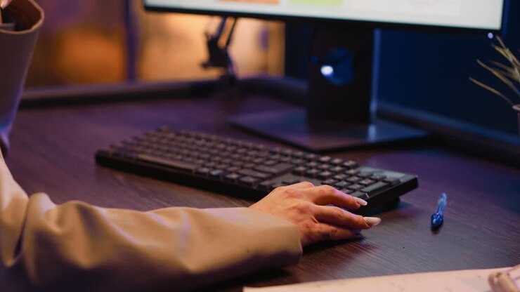 Frau arbeitet an einem Computer