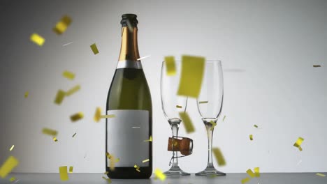 botella de champán y copas