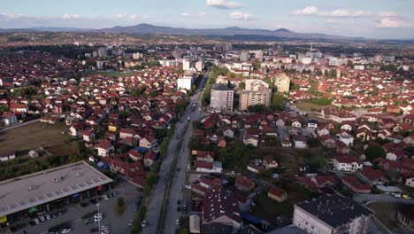 cacak serbia. aerial view of cityscape on sunny summer evening