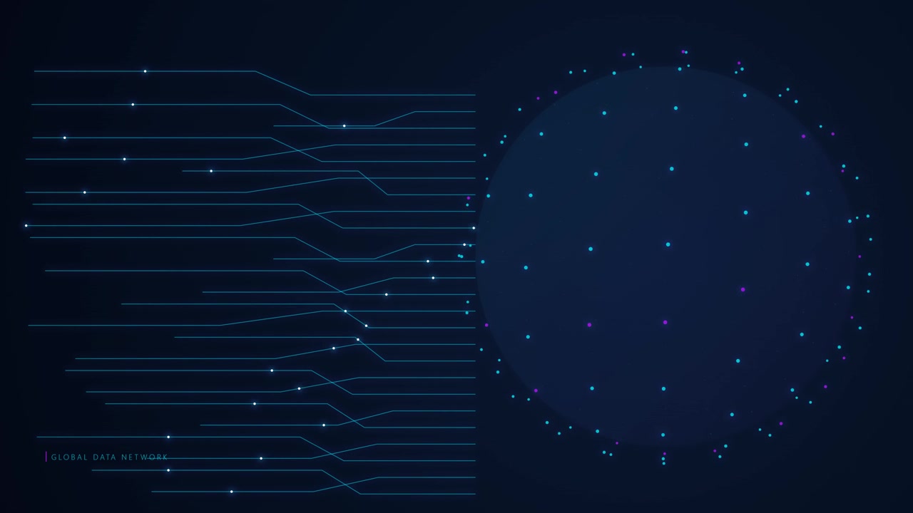 Digital Global Data Network Visualization with Connecting Lines and Nodes