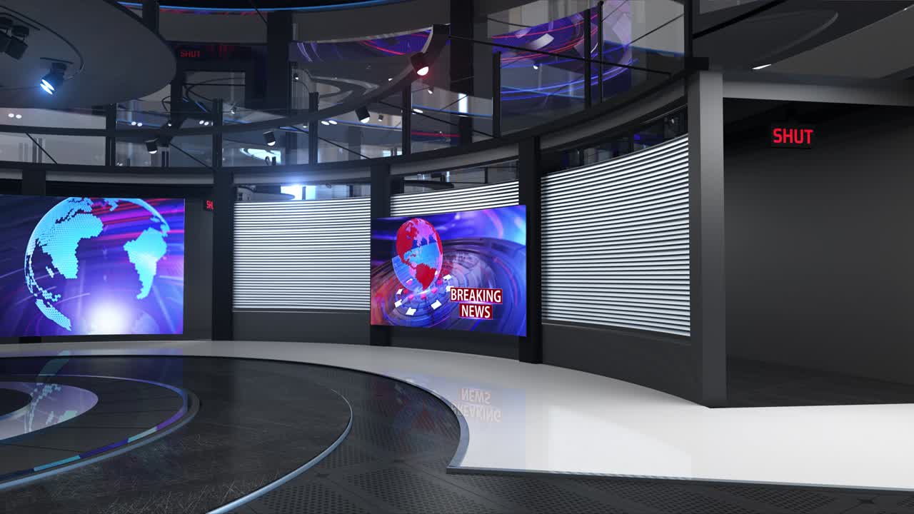 3d 가상 뉴스 스튜디오 배경 루프