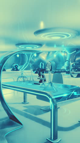 futuristic science lab with blue lighting