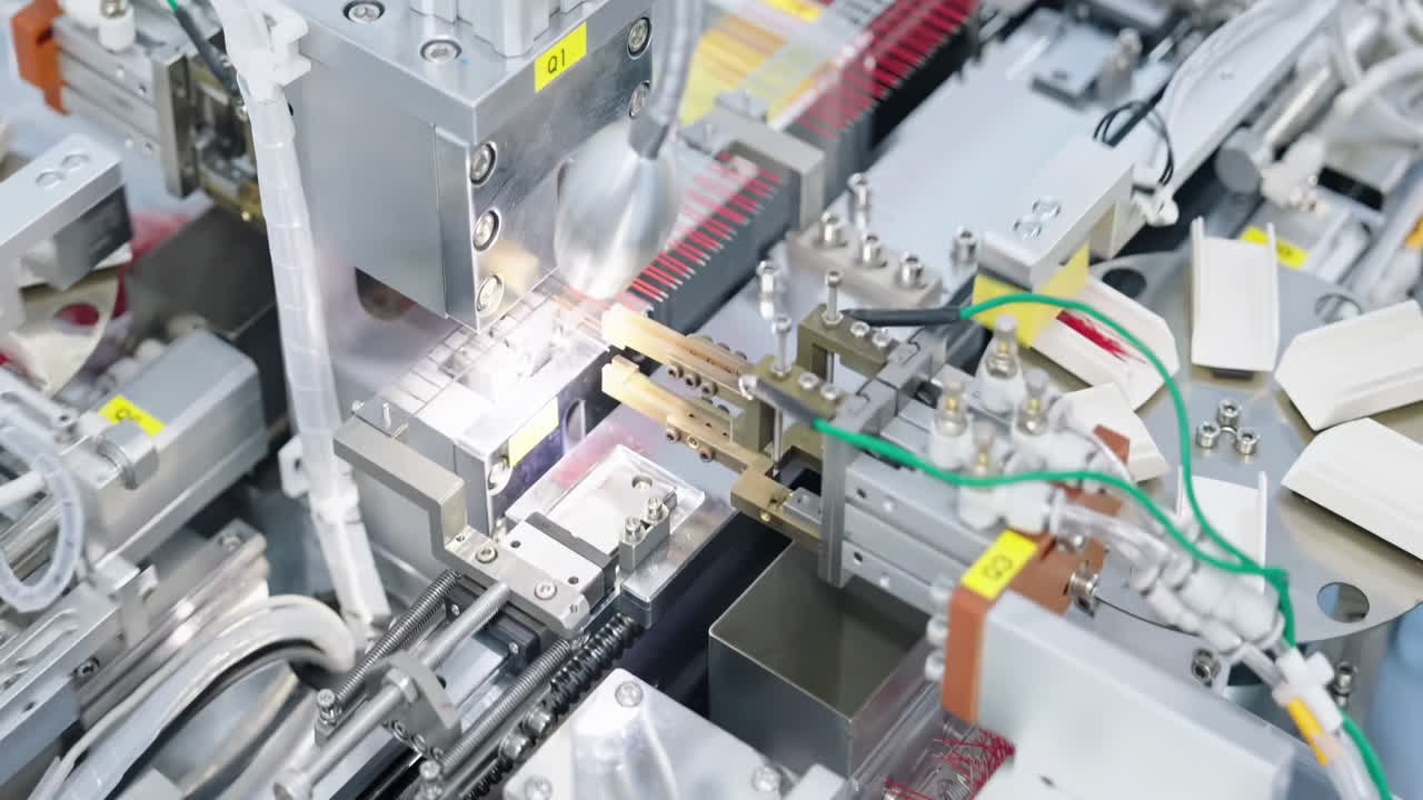 Industrial factory Environment assembling electronic components on an automated production line in a modern manufacturing facility