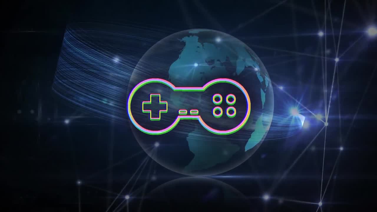 Animation of gamepad icon over globe