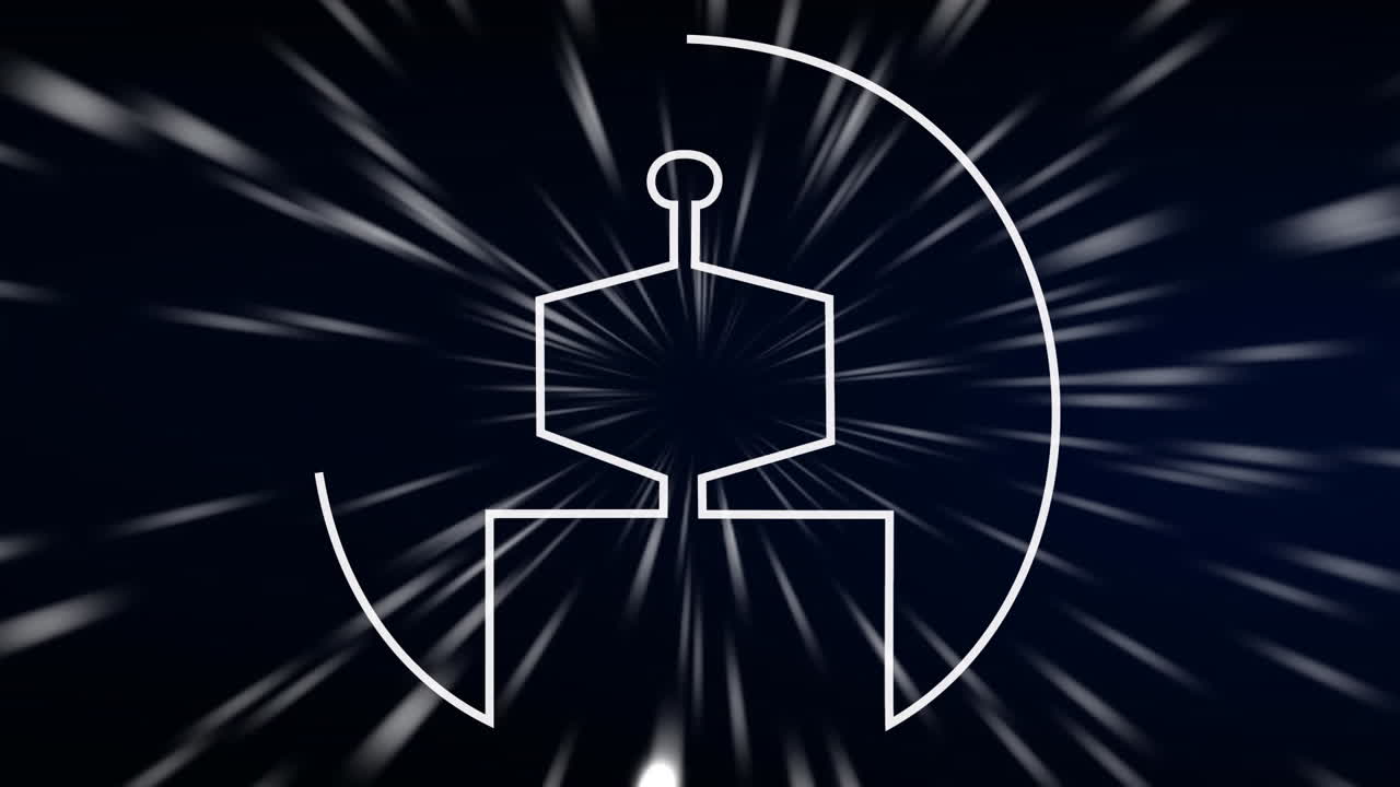 빛의 흔적과 어두운 배경 위에 ai 데이터 처리 아이콘의 애니메이션