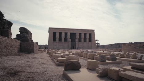 the front facade of the hathor temple