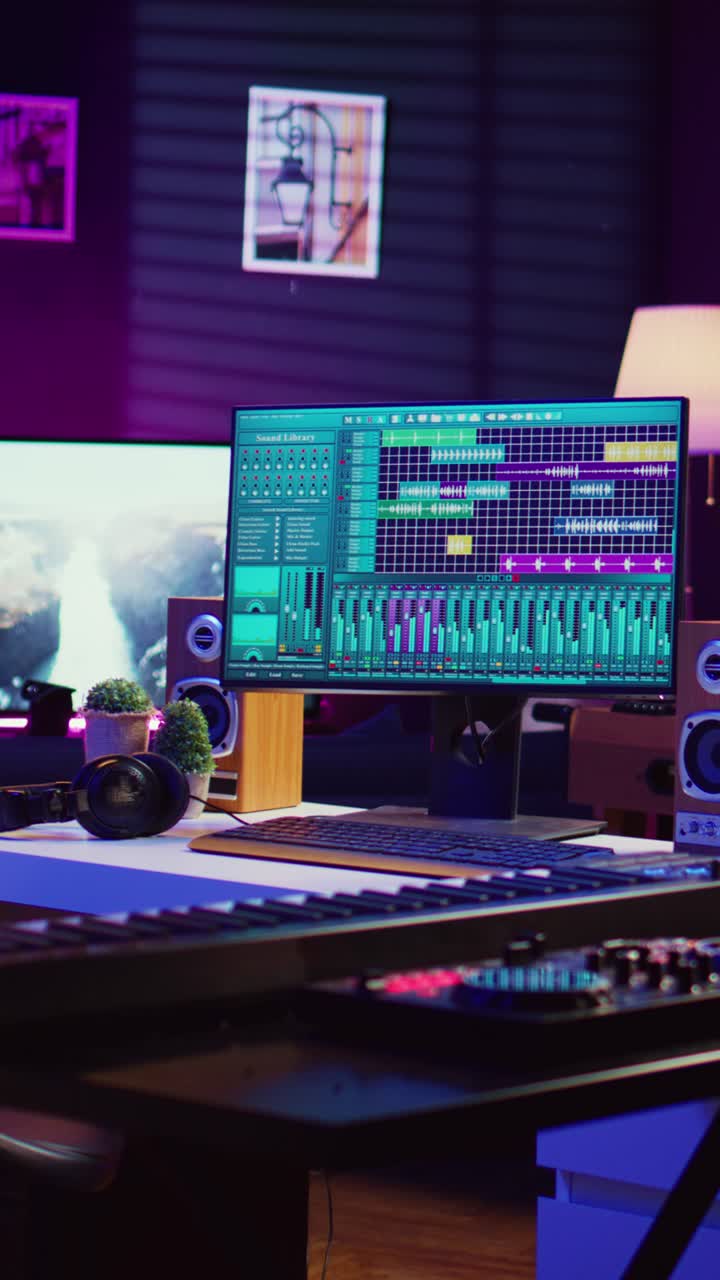 Moderno studio di registrazione domestico con Digital Audio Workstation