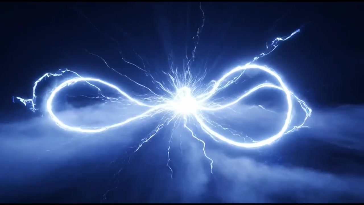 Elektrická energie tvořící symbol nekonečna a explodující