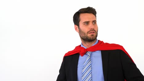 businessman pretending to be a super hero