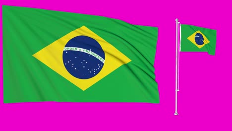 Greenscreen-Schwenkt-Brasilianische-Flagge-Oder-Fahnenmast