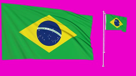 pantalla verde ondeando la bandera de brasil o el asta de la bandera