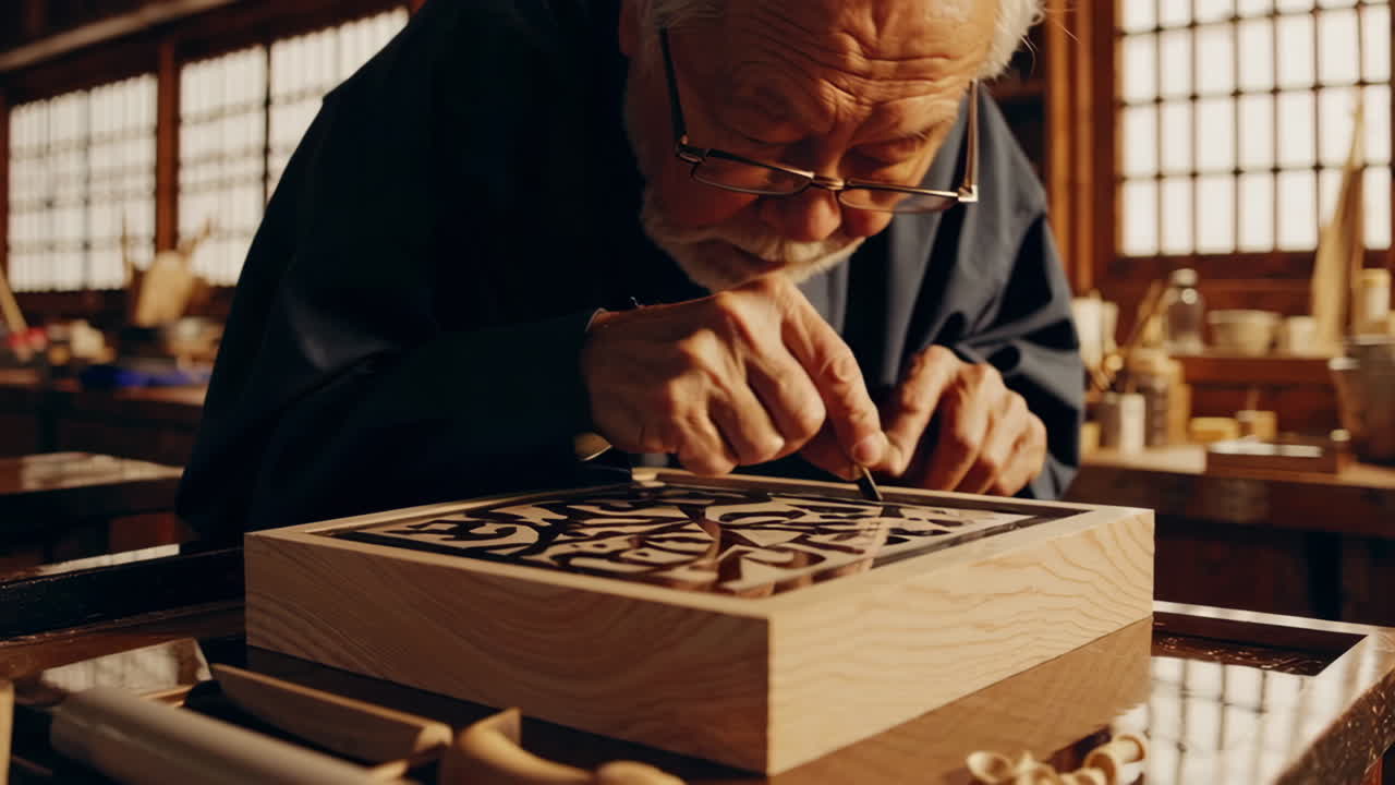 Expert Wood Carving in Progress