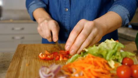 mujer cortando verduras