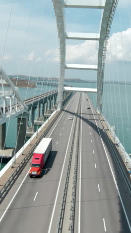 modern arch bridge highway over water