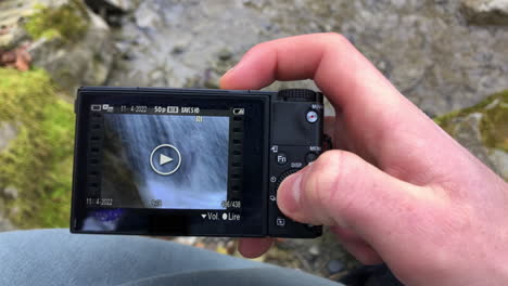 outdoor view of a camera ready to film the nature, screen view of what is being filmed