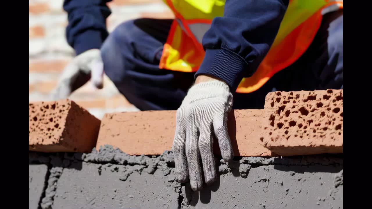 벽돌 을 놓는 건설 노동자