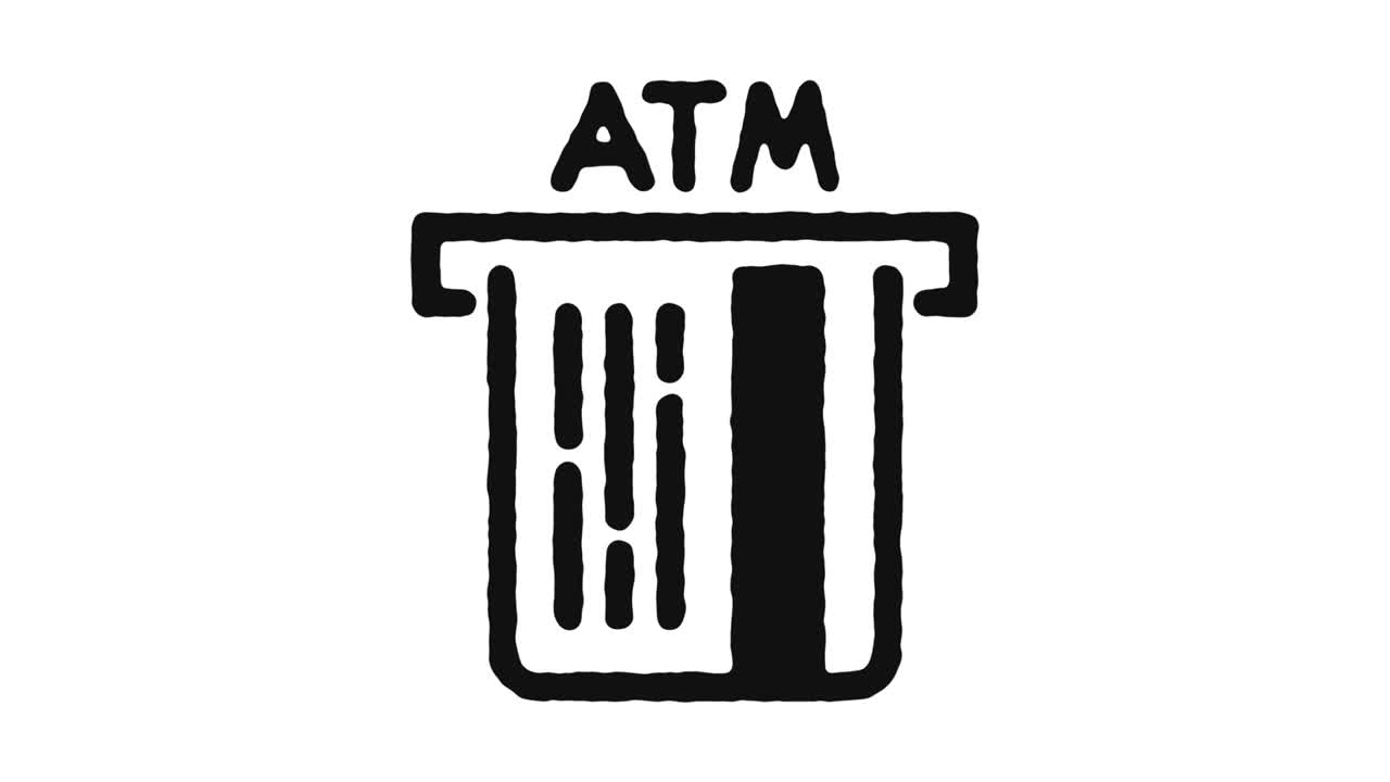 Automated Teller Machine Icon Animation Footage & Alpha Channel
