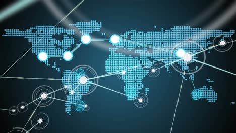 animación del mapa del mundo con redes de conexiones