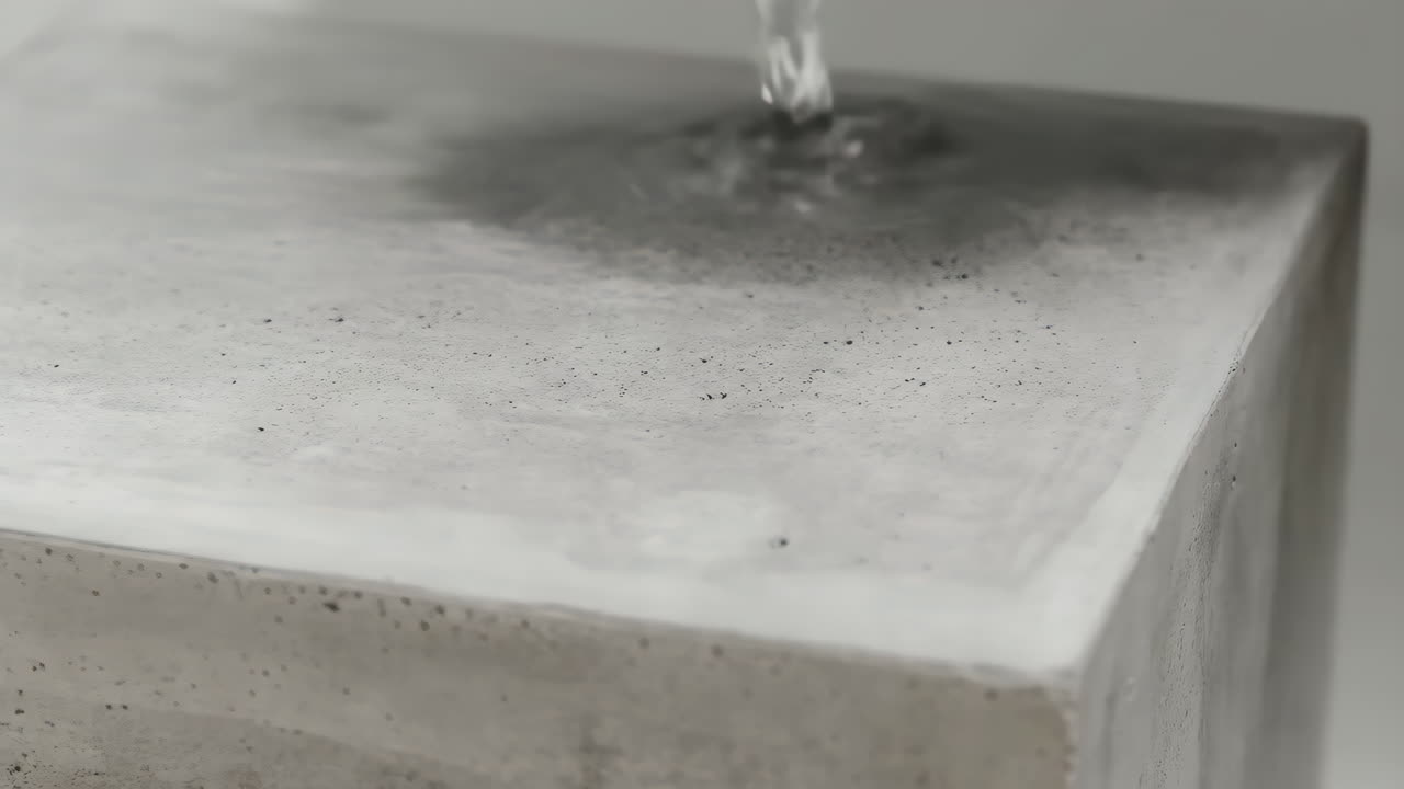Water being poured onto a concrete surface