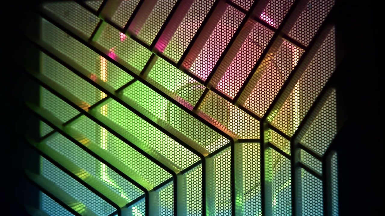 Dynamic Geometric Grid with Vibrant Color Transitions