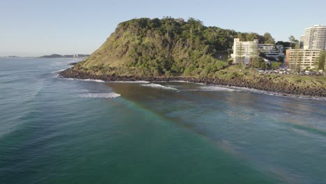 Burleigh-Heads-National-Park-In-Gold-Coast,-Queensland,-Australia---aerial-shot