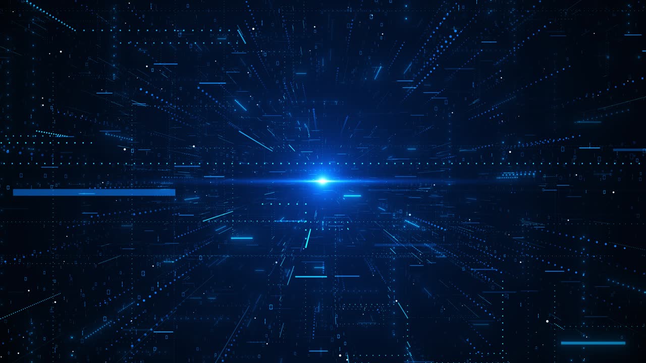 Codice di programma e dati, tecnologia a onde, molecola fluente, particella puntiforme, flusso d'onda, linea wireframe luminosa