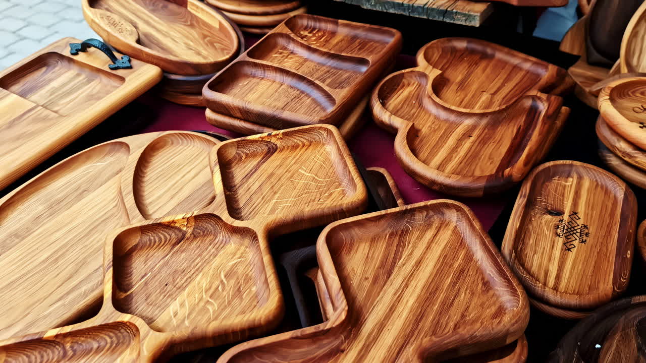 Close-up shot of a wooden plate from Riga, Latvia
