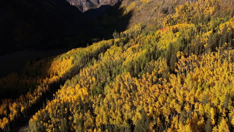 aerial view of idyllic landscape on sunny autumn day