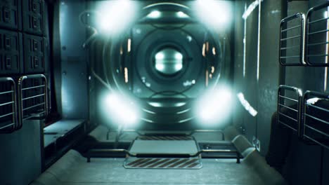 nave espacial oscura interior futurista